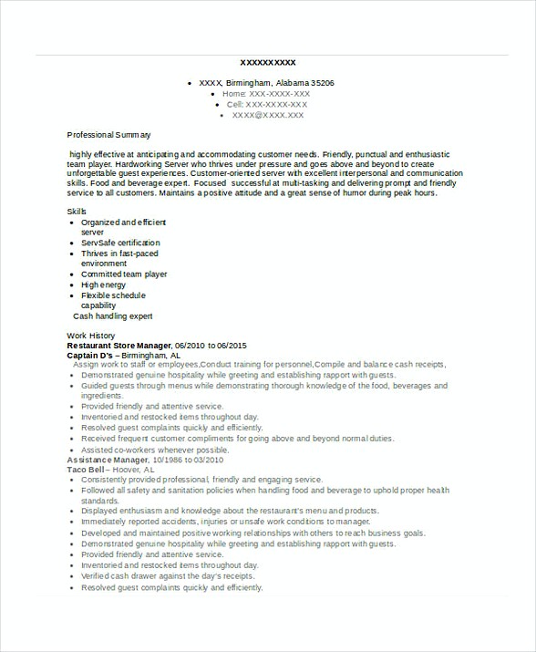 Restaurant Store Manager Resume 1 Restaurant Store Manager Resume 1