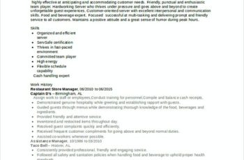 Restaurant Store Manager Resume