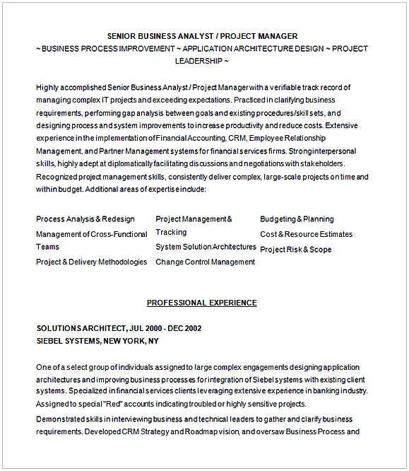Sample Resume For Business Analyist 1 Sample Resume For Business Analyist 1