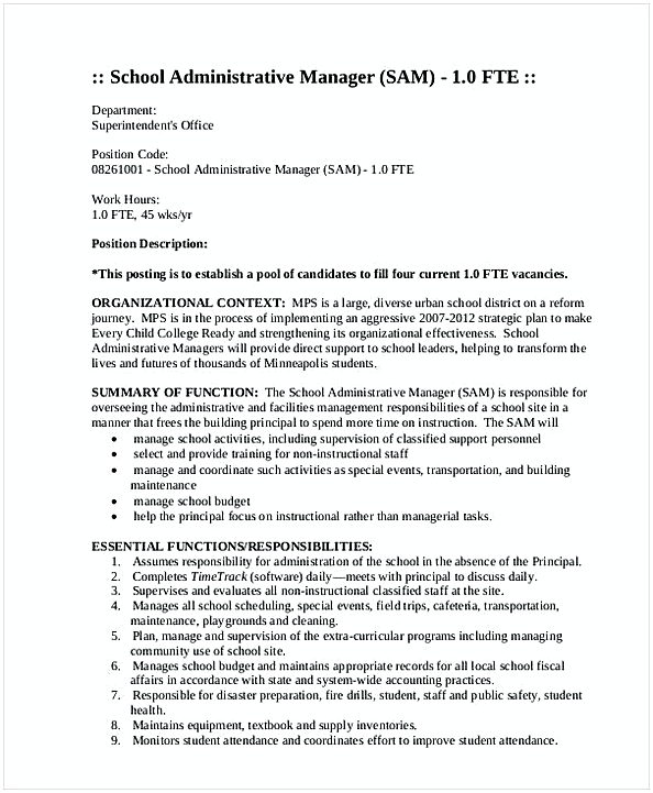 School Administrative Manager Resume School Administrative Manager Resume