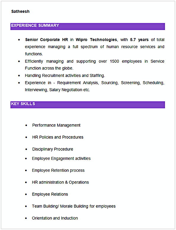 Senior Corporate HR Resume Example Senior Corporate HR Resume Example