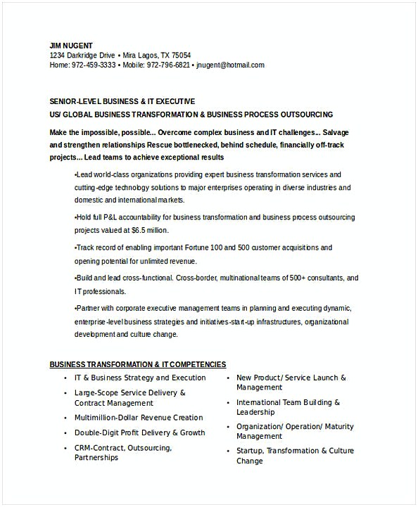 Senior IT Executive Resume Senior IT Executive Resume
