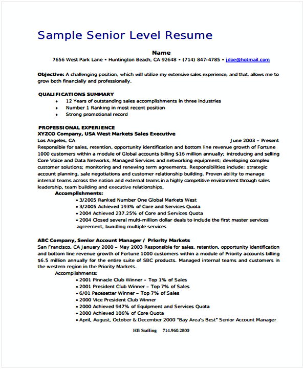 Senior Manager Senior Manager