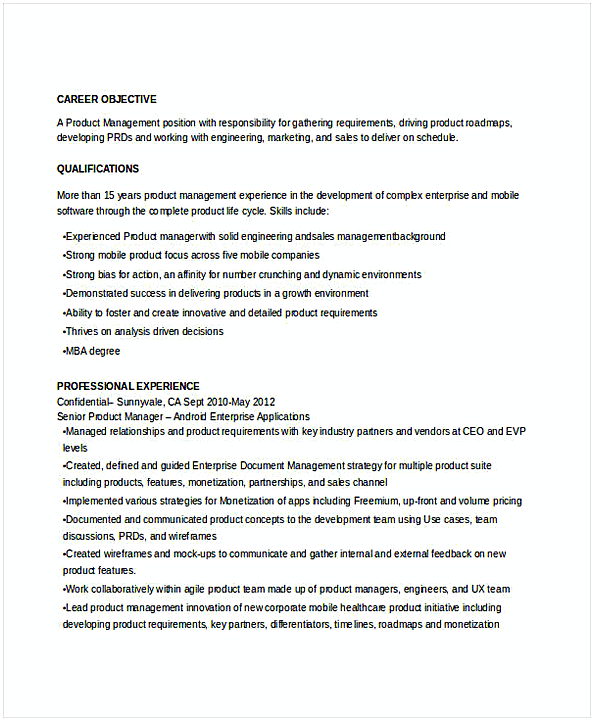 Senior Product Manager Resume 1 Senior Product Manager Resume 1