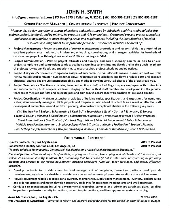 Senior Project Management Resume Senior Project Management Resume