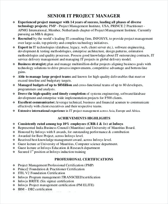 Senior Project Manager Resume Senior Project Manager Resume