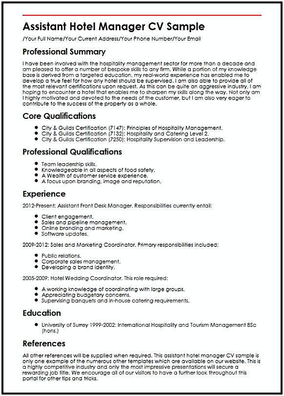 assistant Hotel Manager Resume CV assistant Hotel Manager Resume CV