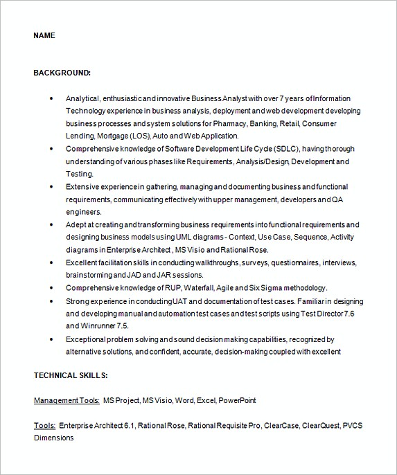 business analyst sample resume business analyst sample resume