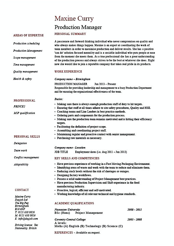 production manager resume production manager resume