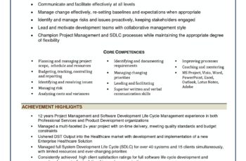 software project manager resume sample