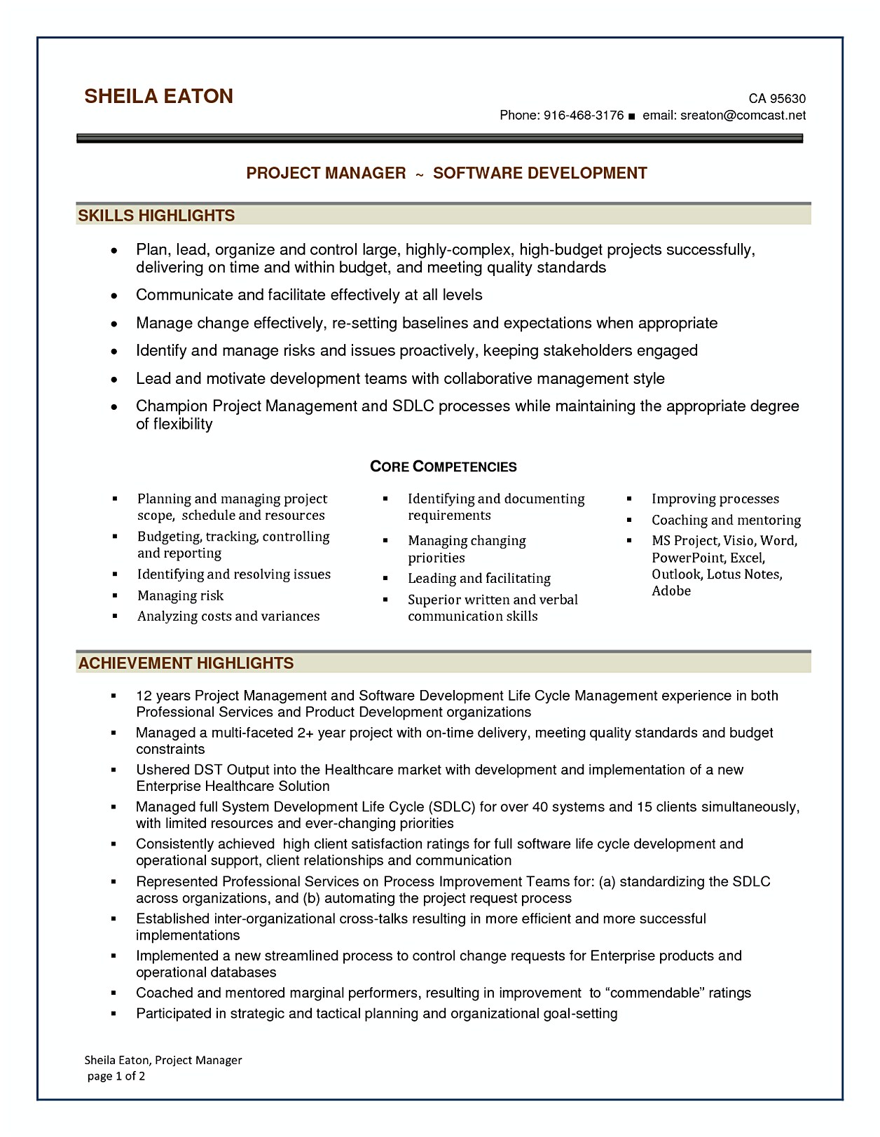 software project manager resume sample software project manager resume sample