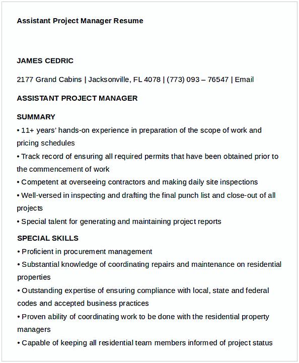 Assistant Project Manager Resume Assistant Project Manager Resume