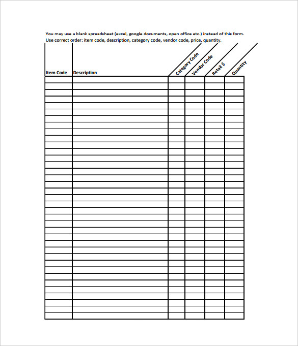 Blank Inventory Spreadsheet Sample Template Blank Inventory Spreadsheet Sample Template