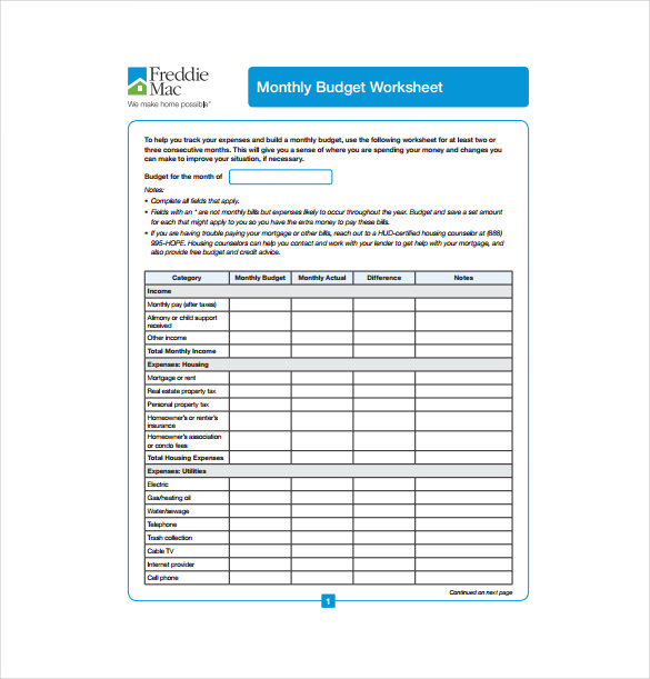 Blank Monthly Budget Spreadsheet PDF Format Blank Monthly Budget Spreadsheet PDF Format