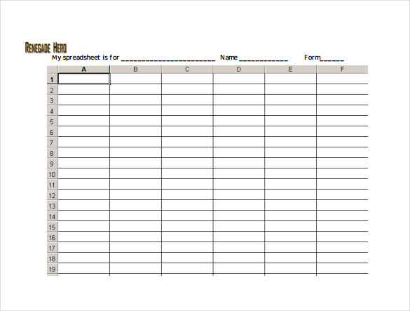 Blank Spreadsheet PDF Template Blank Spreadsheet PDF Template