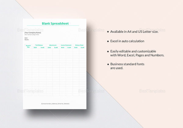 Blank Spreadsheet Template Blank Spreadsheet Template
