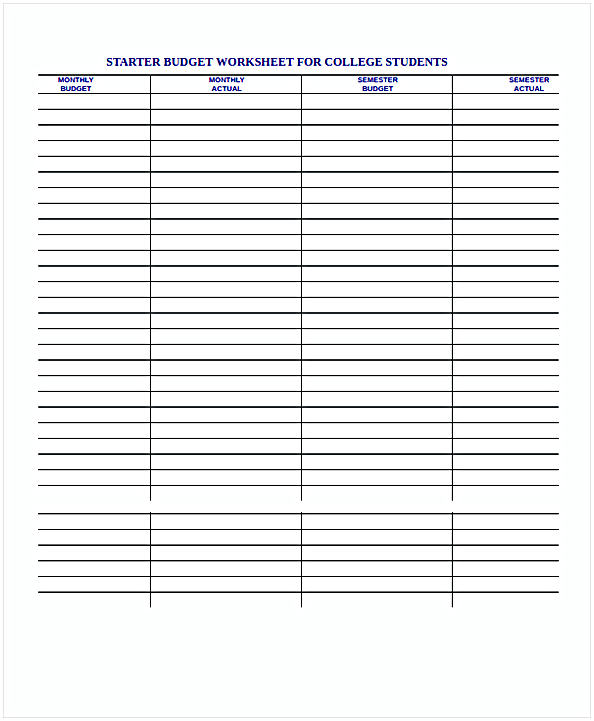 Budget Worksheet for College Students In Word Budget Worksheet for College Students In Word