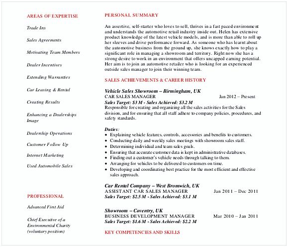 Car Sales Manager Automobile ResumePDF Car Sales Manager Automobile ResumePDF
