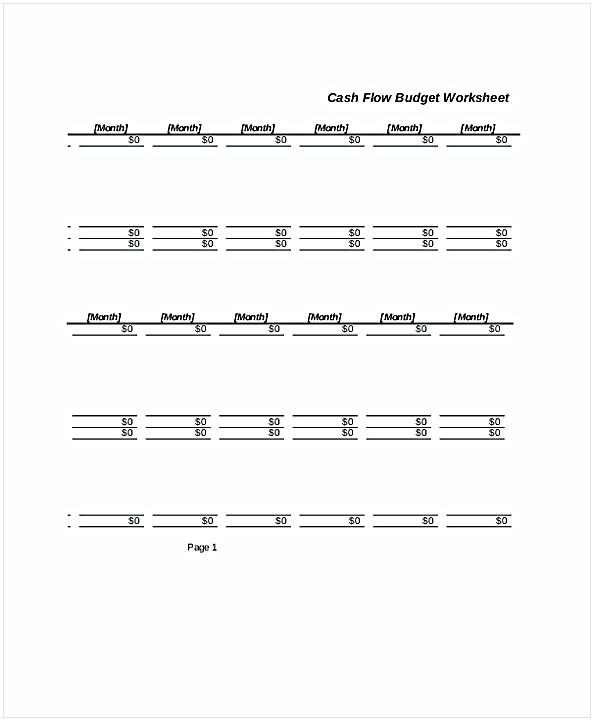Cash Flow Budget Worksheet Cash Flow Budget Worksheet