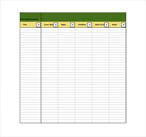 Comic Book Inventory Template PDF Comic Book Inventory Template PDF