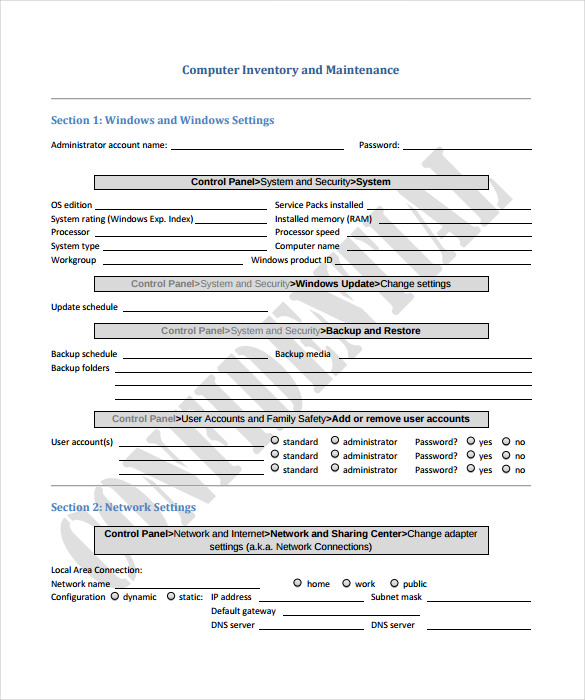 Computer Inventory and MaintenancePDF Template Computer Inventory and MaintenancePDF Template