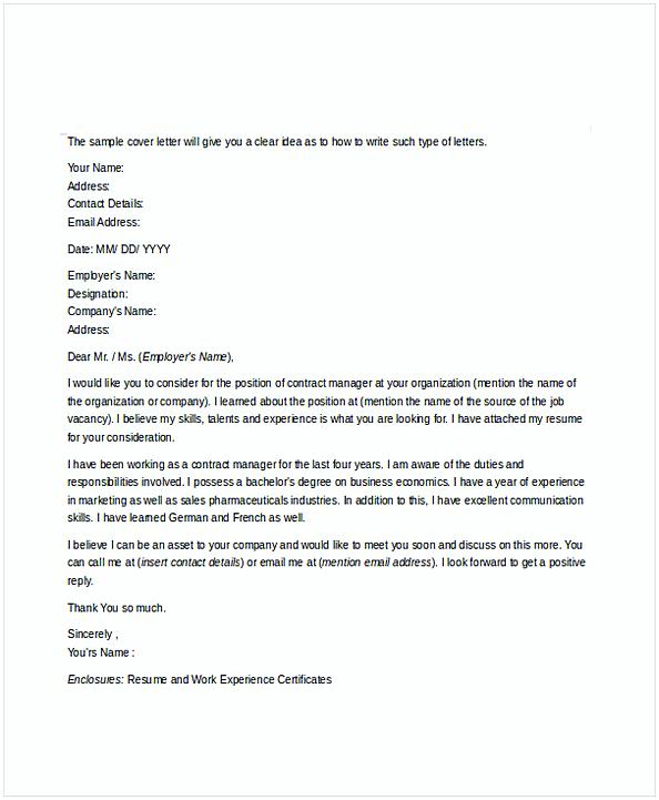 Contract Manager Resume Cover Letter Contract Manager Resume Cover Letter