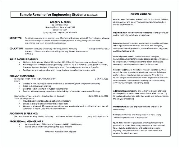 Engineering Students Resume PDF FormatTemplate Engineering Students Resume PDF FormatTemplate