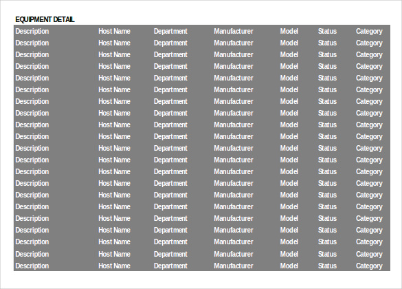 Equipment Inventory List Template Example Equipment Inventory List Template Example