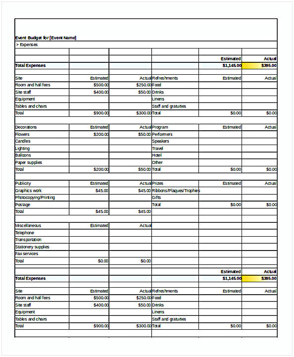 Event Budget Spreadsheet Template Event Budget Spreadsheet Template