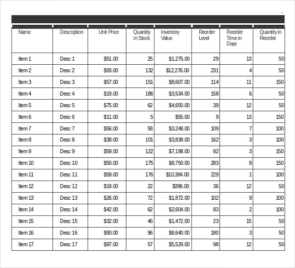 Excel Inventory Sheet Template Excel Inventory Sheet Template