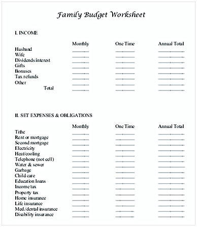 Family Budget Worksheet Template Family Budget Worksheet Template