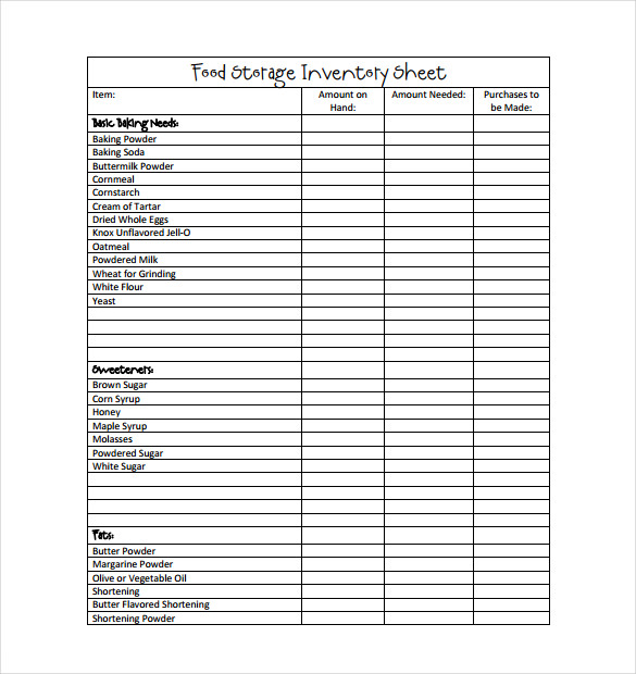 Food Storage Inventory Sheet PDF Food Storage Inventory Sheet PDF