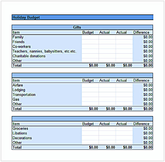 Holiday Budget Calculator Excel Holiday Budget Calculator Excel