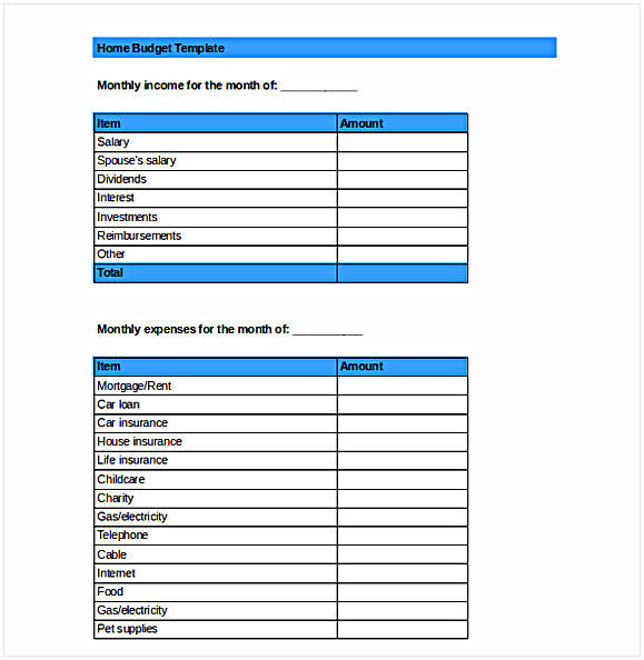 Home Budget Template Home Budget Template