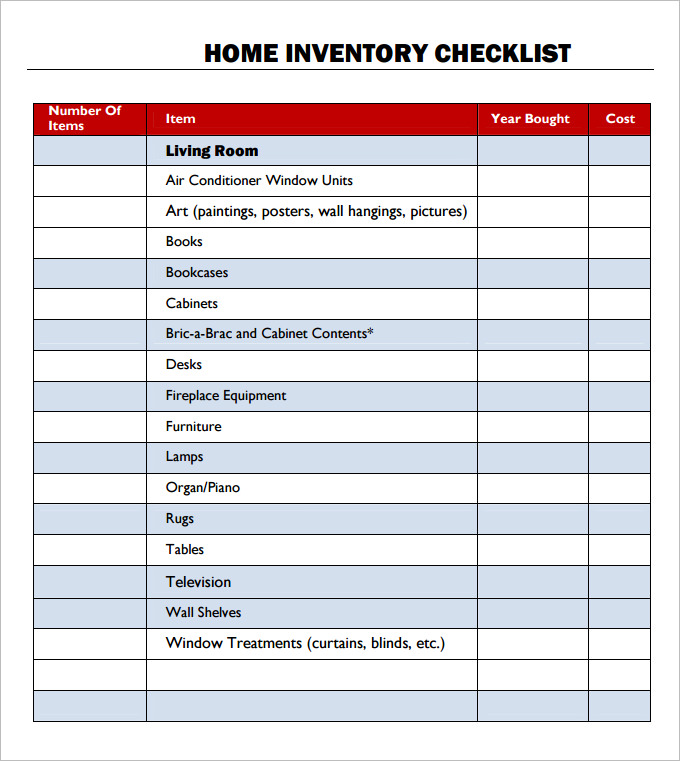 Home Inventory Checklist Template in Pdf Home Inventory Checklist Template in Pdf