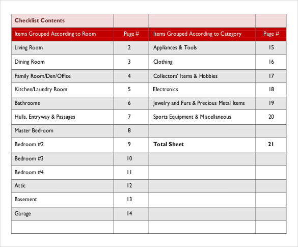 Home Inventory List Template Home Inventory List Template