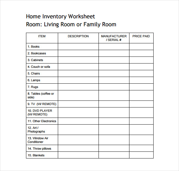 Home InventoryPDF Template Home InventoryPDF Template