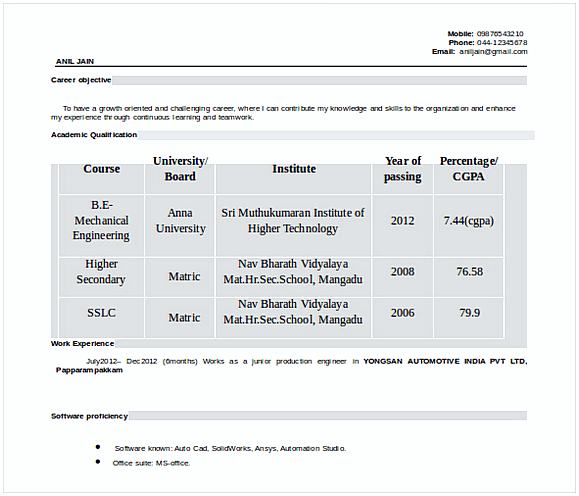 Mechanical Engineer Resume Doc Template Mechanical Engineer Resume Doc Template