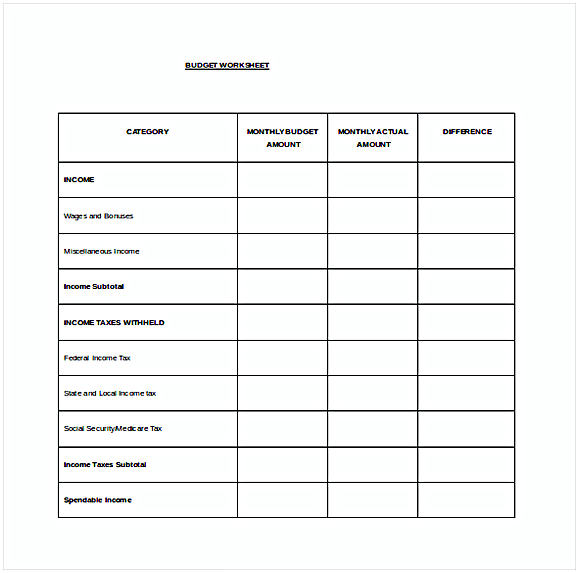 Monthly Budget Spread Word Template Monthly Budget Spread Word Template