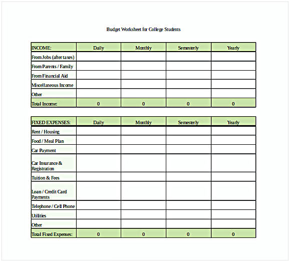 Monthly Budget Spreadsheet for College Students Excel Monthly Budget Spreadsheet for College Students Excel