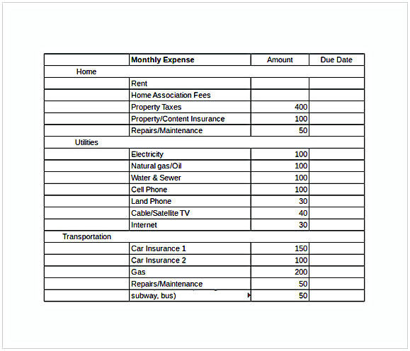 Monthly Budget Spreadsheet with Due Dates Excel Monthly Budget Spreadsheet with Due Dates Excel