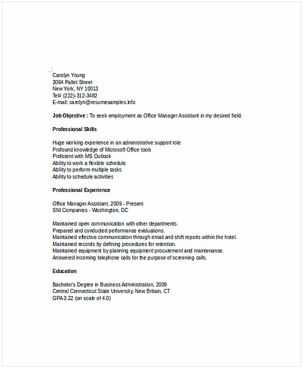 Office Manager Assistant Resume Office Manager Assistant Resume