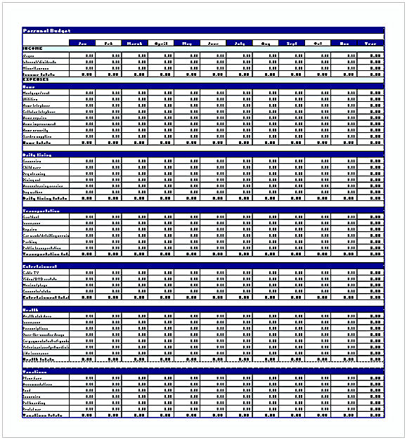 Personal Budget Excel Template Personal Budget Excel Template