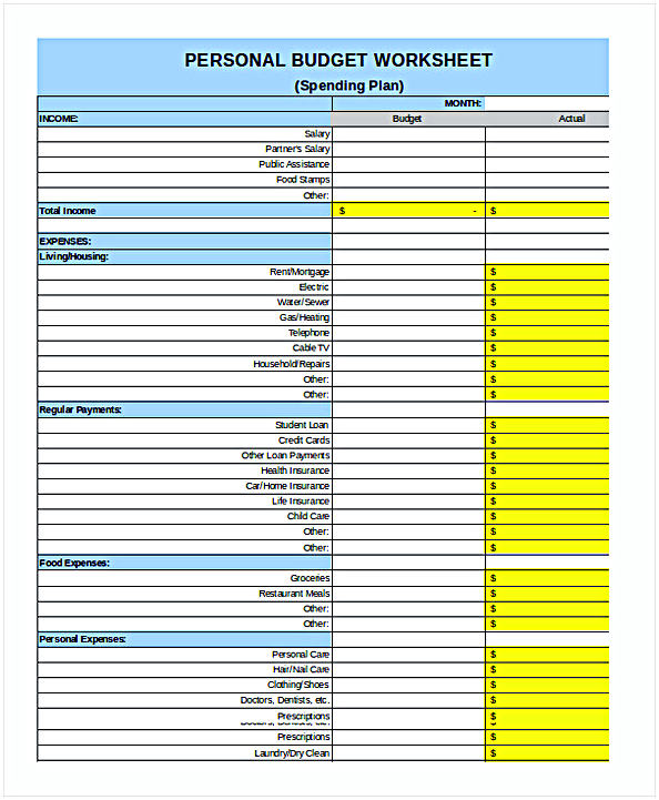 Personal Budget Weekly Expenses Worksheet Personal Budget Weekly Expenses Worksheet