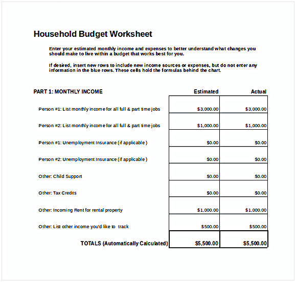 Personal Monthly Budget Spreadsheet Excel Template Personal Monthly Budget Spreadsheet Excel Template