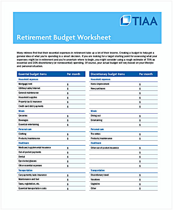 Printable Retirement Budget Worksheet Template in PDF Printable Retirement Budget Worksheet Template in PDF