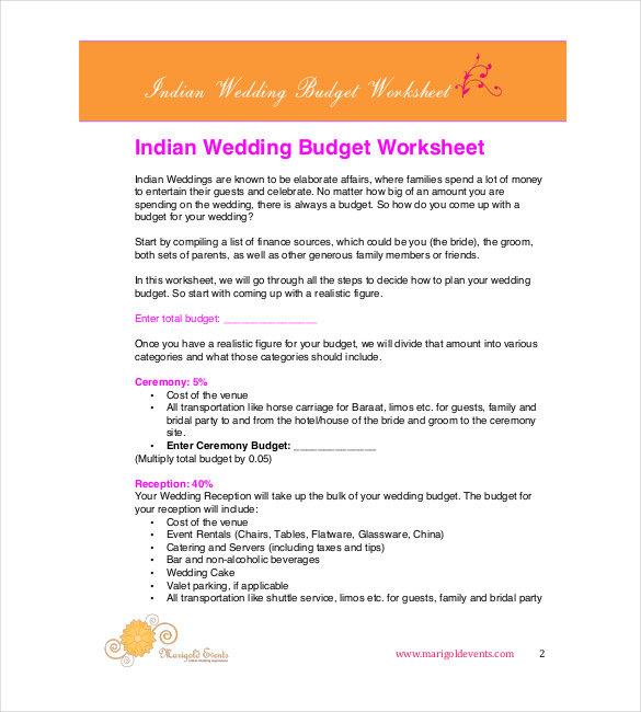 Printable Wedding Budget Template Printable Wedding Budget Template