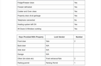 Private Landlords Inventory Template