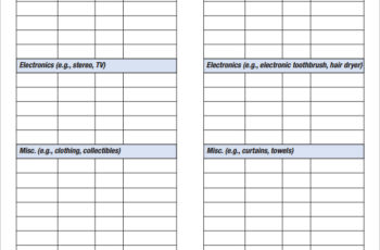 Sample Home Inventory Checklist Template in Pdf