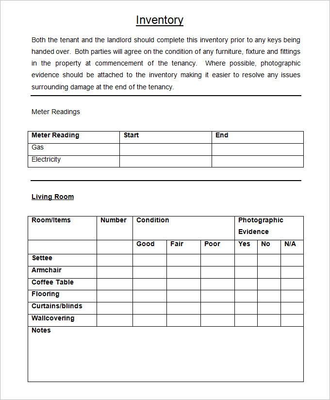 Sample Landlord Inventory Checklist Sample Landlord Inventory Checklist